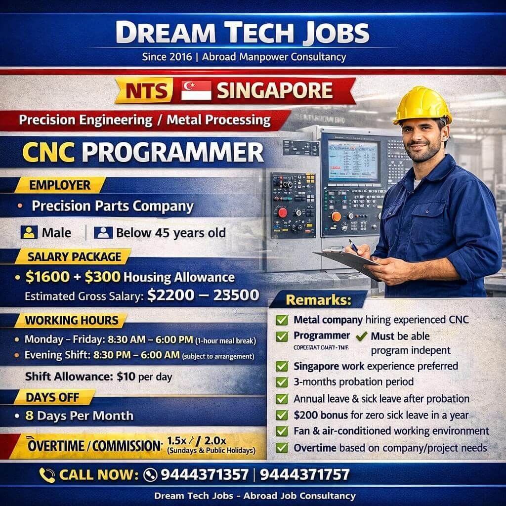 CNC Programmer Jobs in Singapore – Latest Opportunity