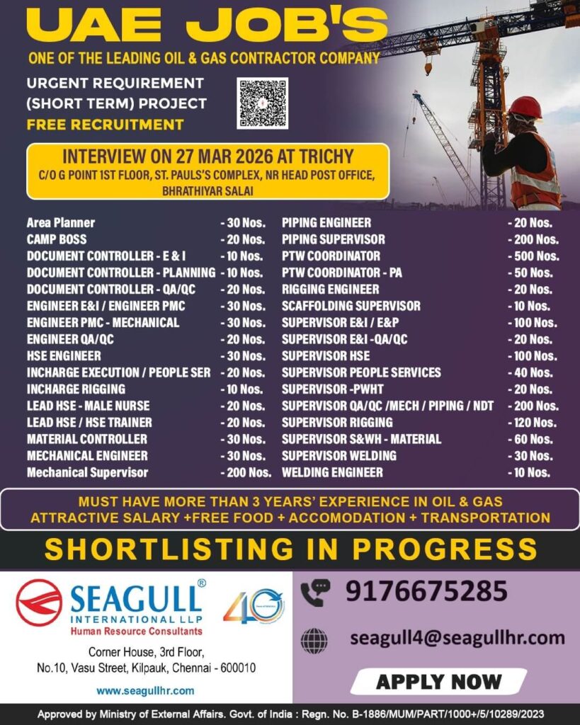 UAE Oil & Gas Company Hiring for Short Term Projects