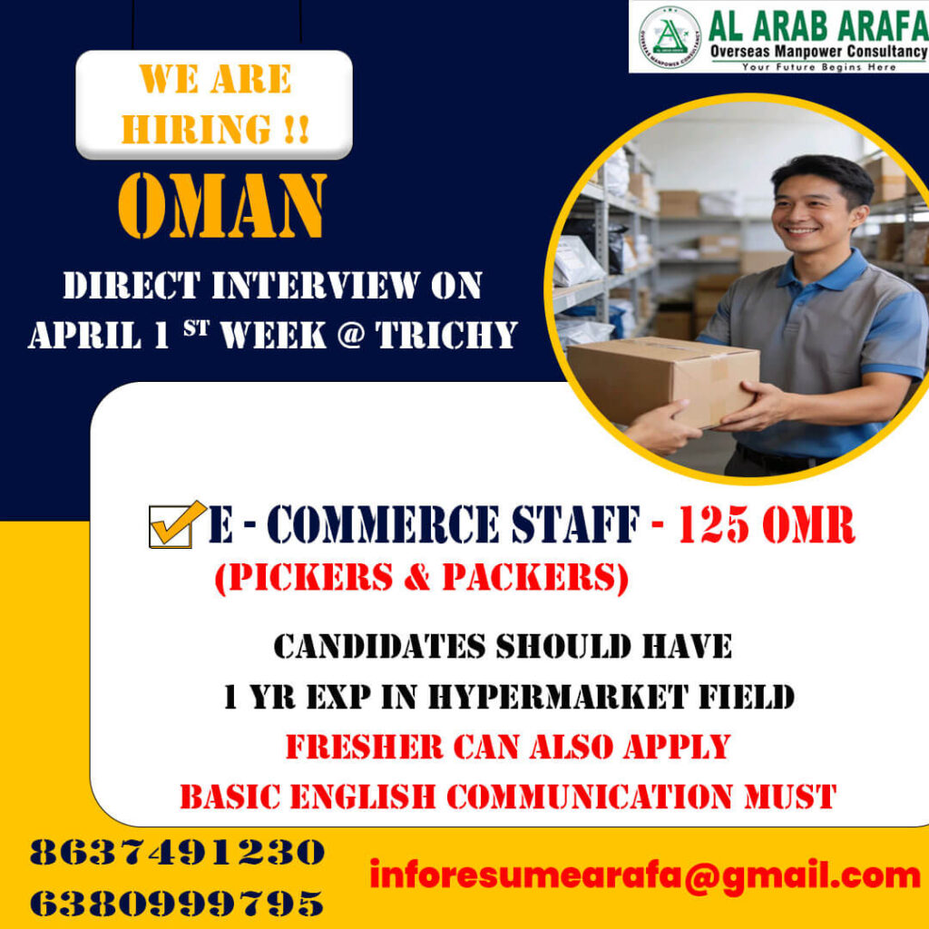 Oman E Commerce Staff Jobs 2026 – Direct Interview Opportunity
