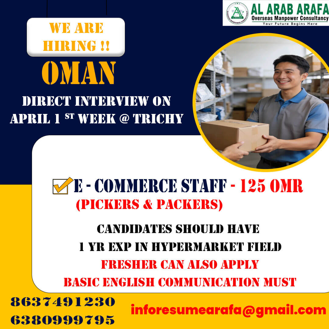 Oman E Commerce Staff Jobs 2026 – Direct Interview Opportunity