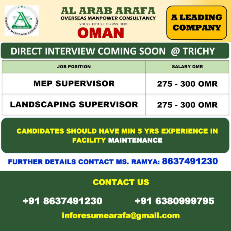 Oman Facility Maintenance Jobs 2026 Announced