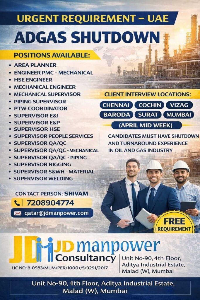 ADGAS Shutdown Jobs UAE 2026