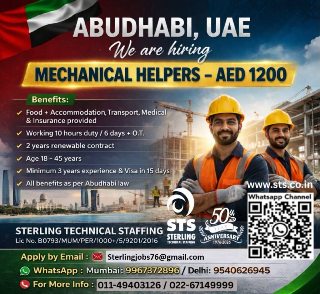 Mechanical Helpers Jobs in Abu Dhabi UAE 2026