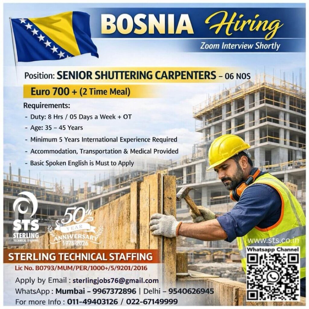 Bosnia Carpenter Jobs 2026