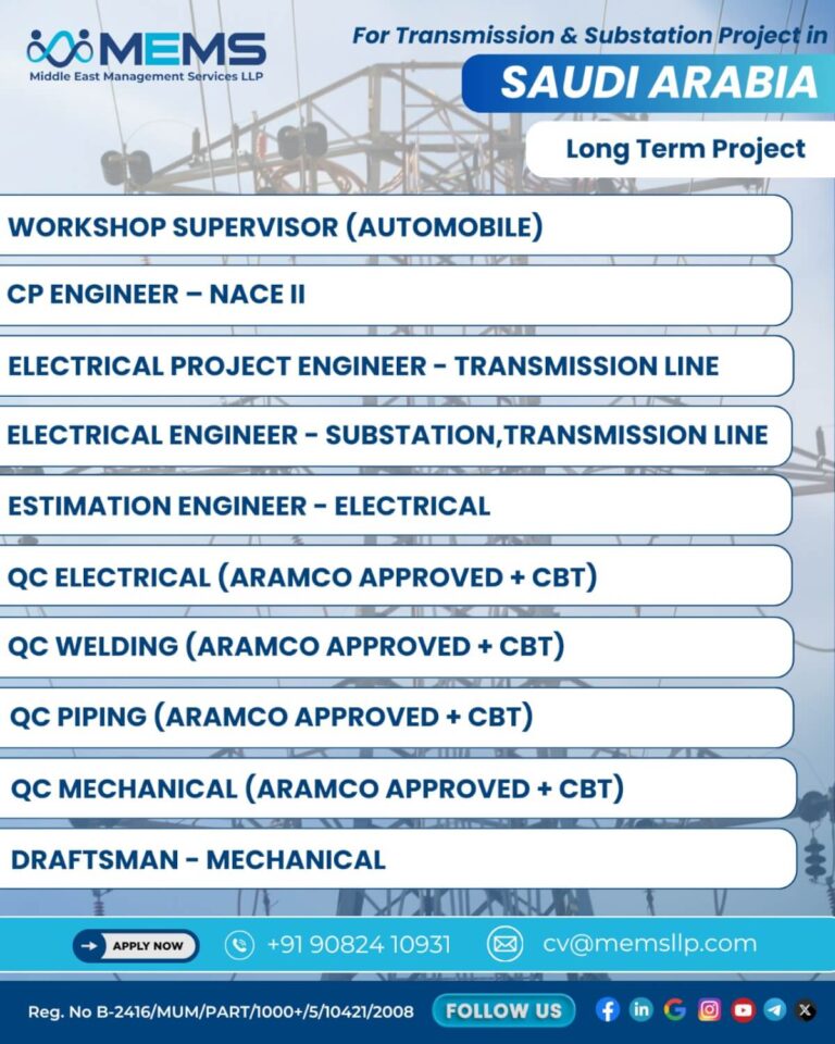 Saudi Arabia Transmission Project Jobs 2026