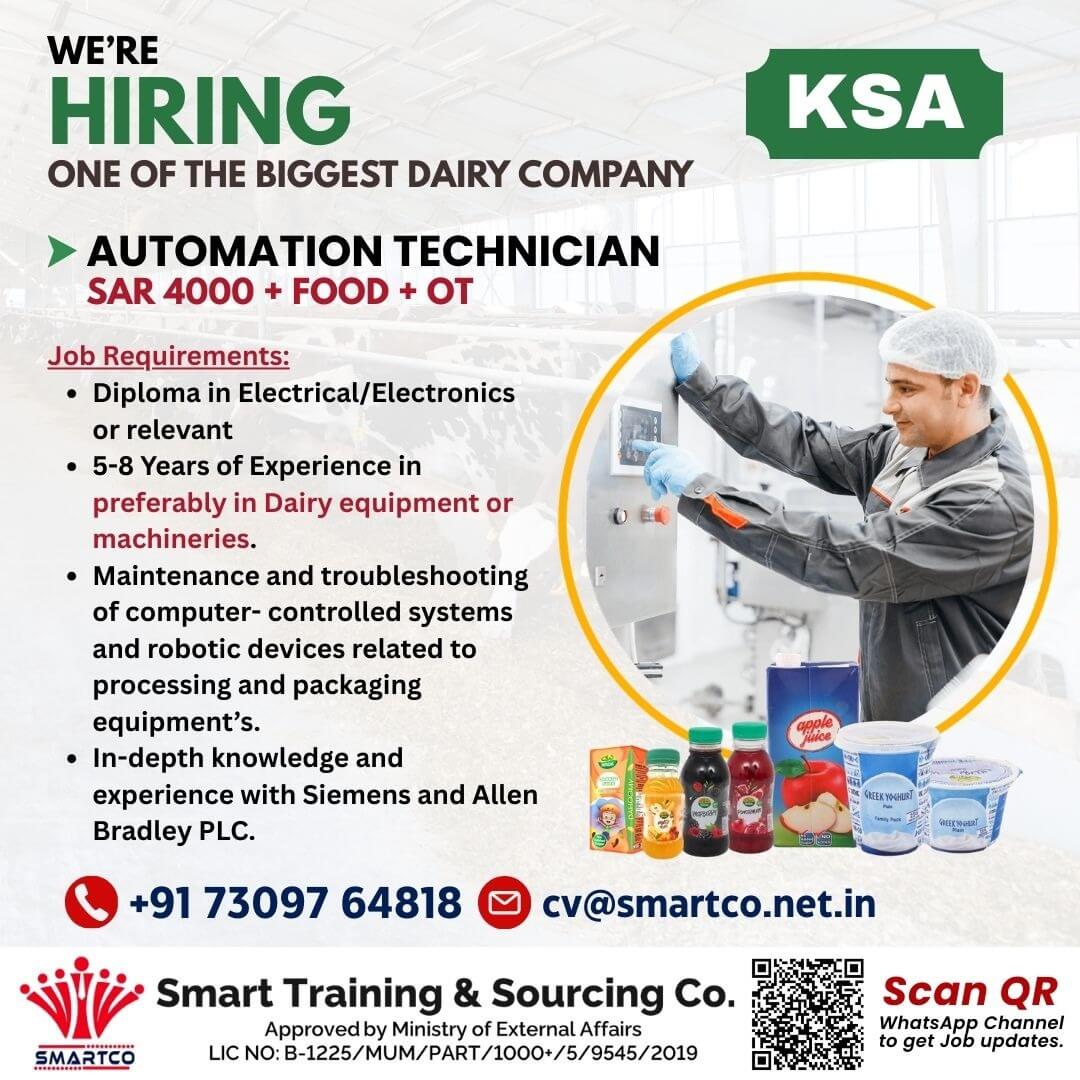 Automation Technician Jobs in Saudi Arabia – Latest Gulf Job Opportunity