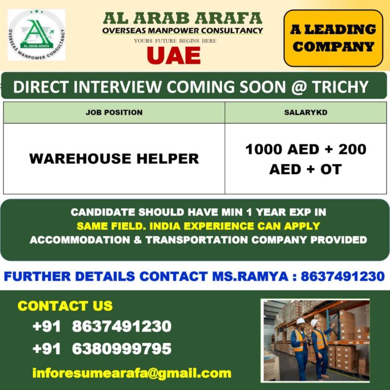 Warehouse Helper Jobs UAE 2026 – Latest Opportunity