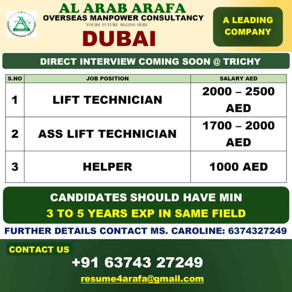 Dubai Lift Technician Jobs 2026 – Apply Now 1 Dubai Lift Technician Jobs 2026 – Apply Now