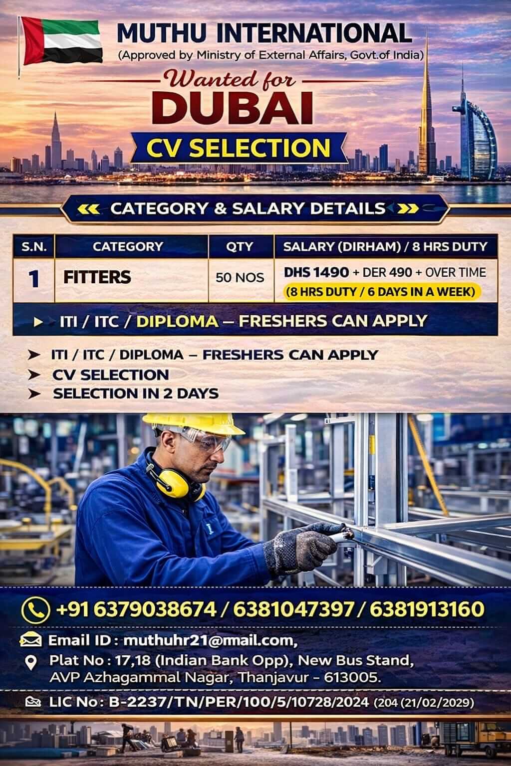 Dubai Fitters Jobs 2026 – Apply Now