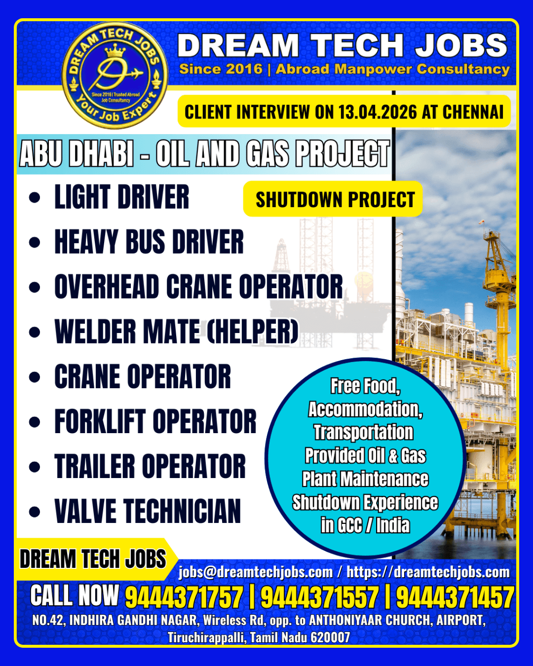 Abu Dhabi Oil and Gas Shutdown Project Jobs 2026