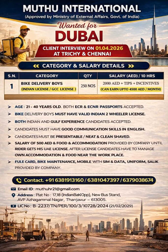 Dubai Bike Delivery Jobs 2026 