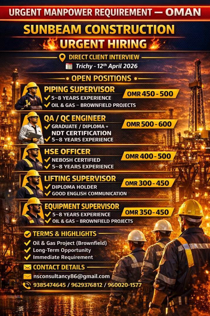 Oman Sunbeam Construction Jobs 2026