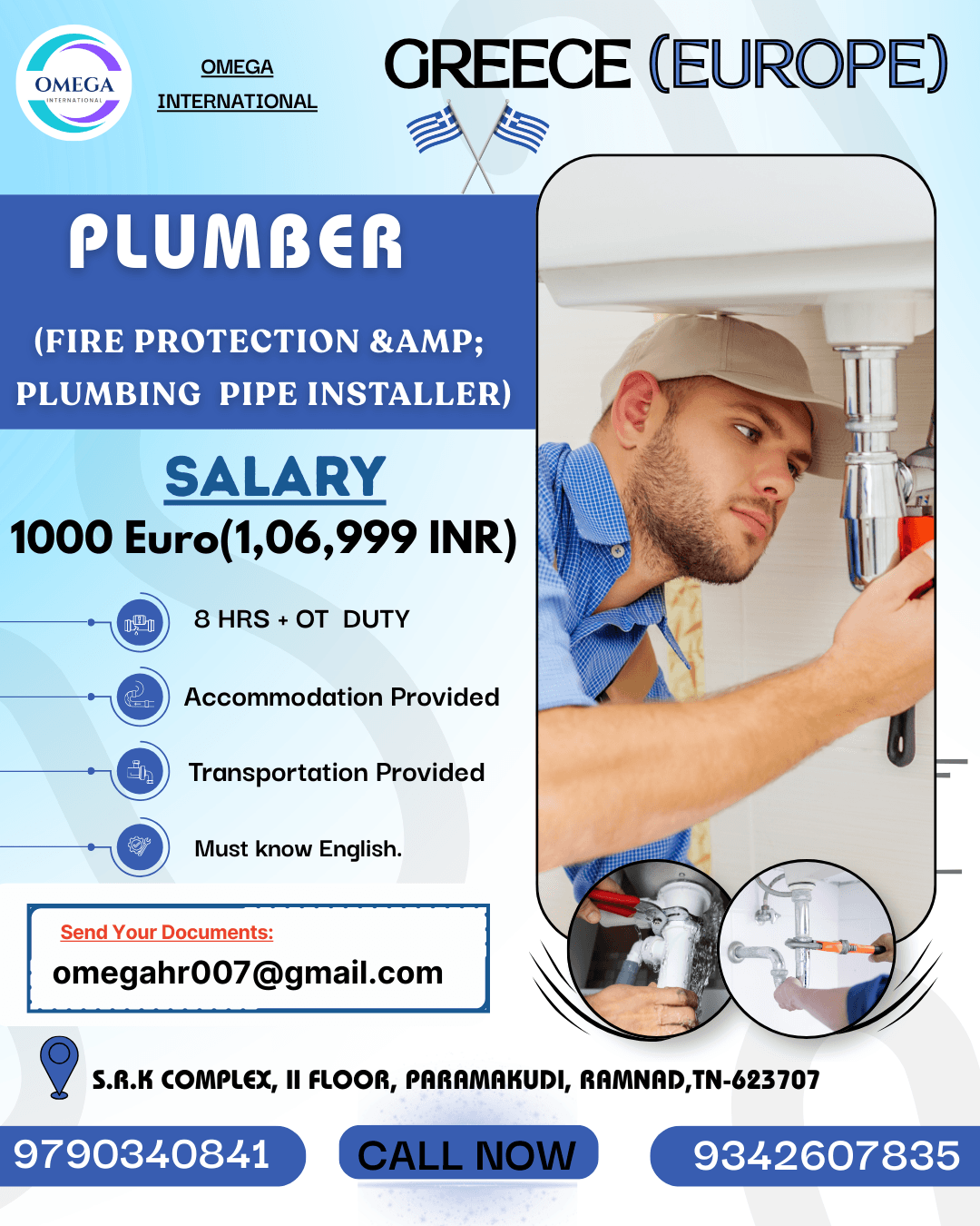 Greece Plumber Jobs 2026 – Fire Protection & Plumbing Pipe Installer