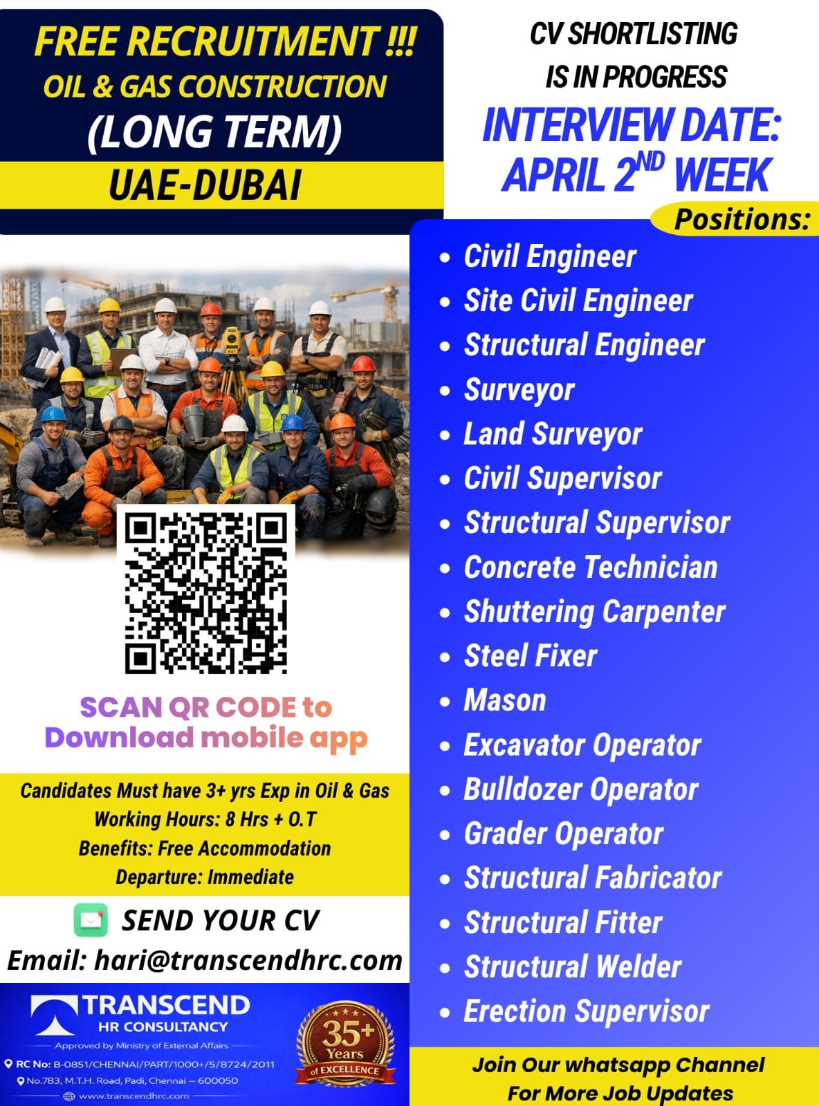 UAE Oil & Gas Construction Jobs 2026