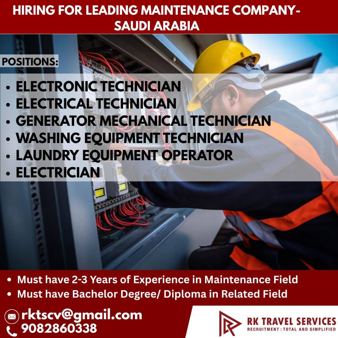 Saudi Arabia Maintenance Company Jobs 2026 – Apply Now