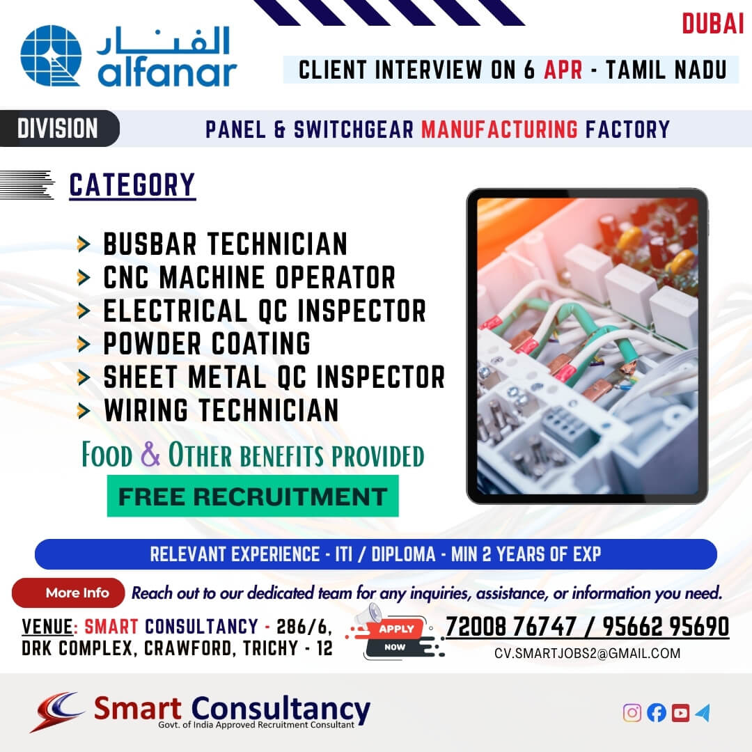 Alfanar Company Dubai Jobs 2026 – Client Interview in Trichy (Free Recruitment)