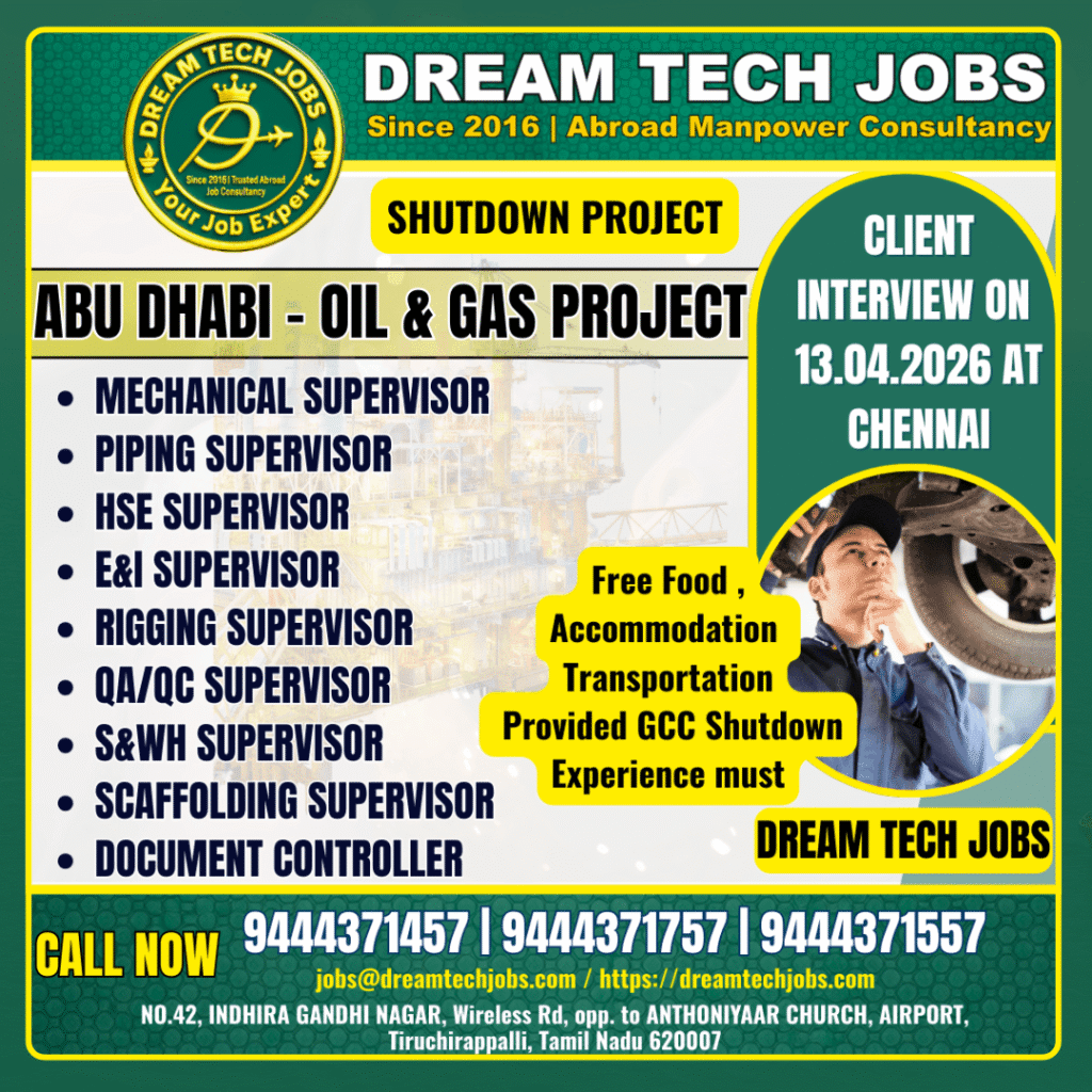 Abu Dhabi Oil and Gas Shutdown Jobs 2026 – Client Interview on April 13