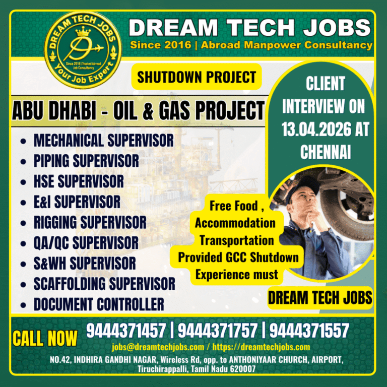 Abu Dhabi Oil and Gas Shutdown Jobs 2026 – Client Interview on April 13
