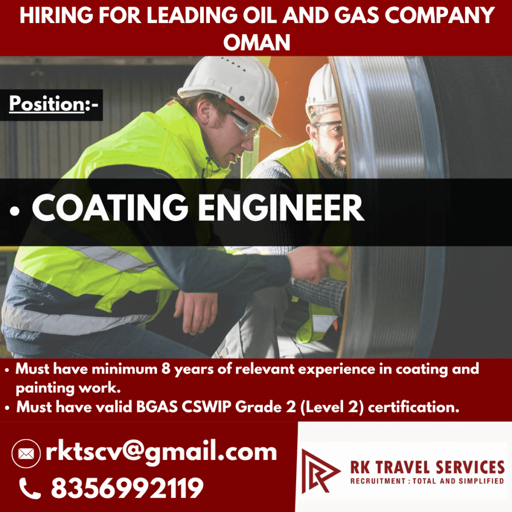 Coating Engineer Jobs in Oman 2026 – Oil and Gas Company Hiring 1 Coating Engineer Jobs in Oman 2026 – Oil and Gas Company Hiring