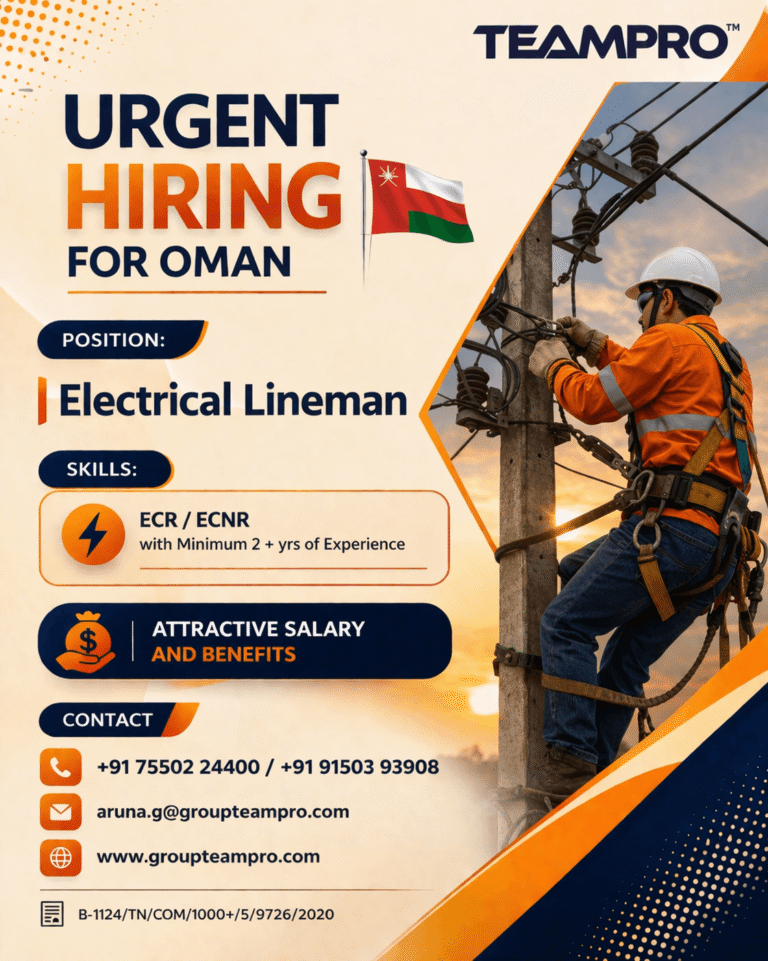 Electrical Lineman Jobs in Oman – Urgent Hiring 2026