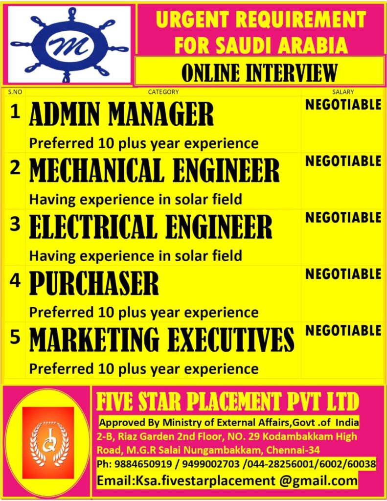 Saudi Arabia Solar Project Jobs – Online Interview 2026