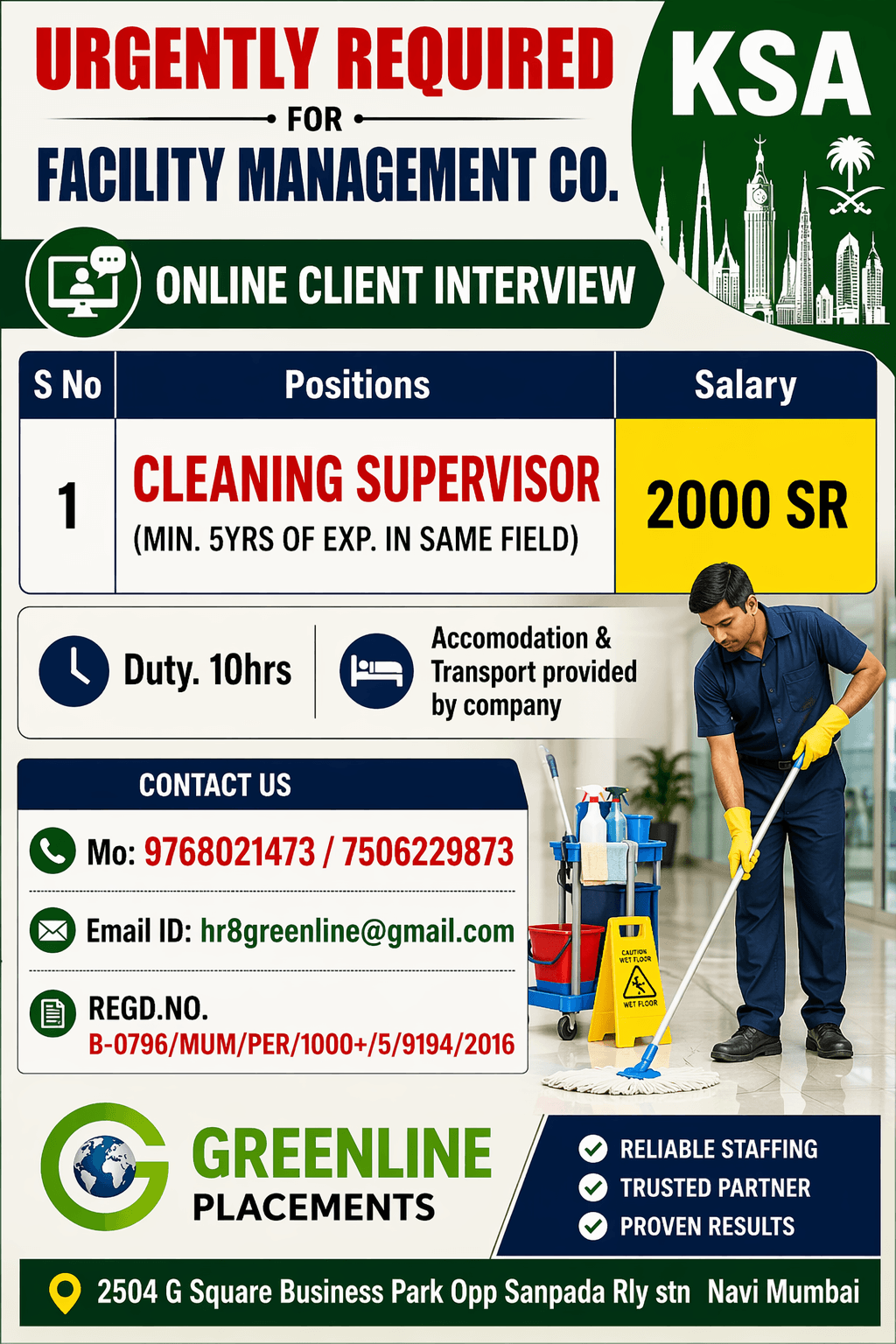 Urgent Hiring for Facility Management Company in KSA