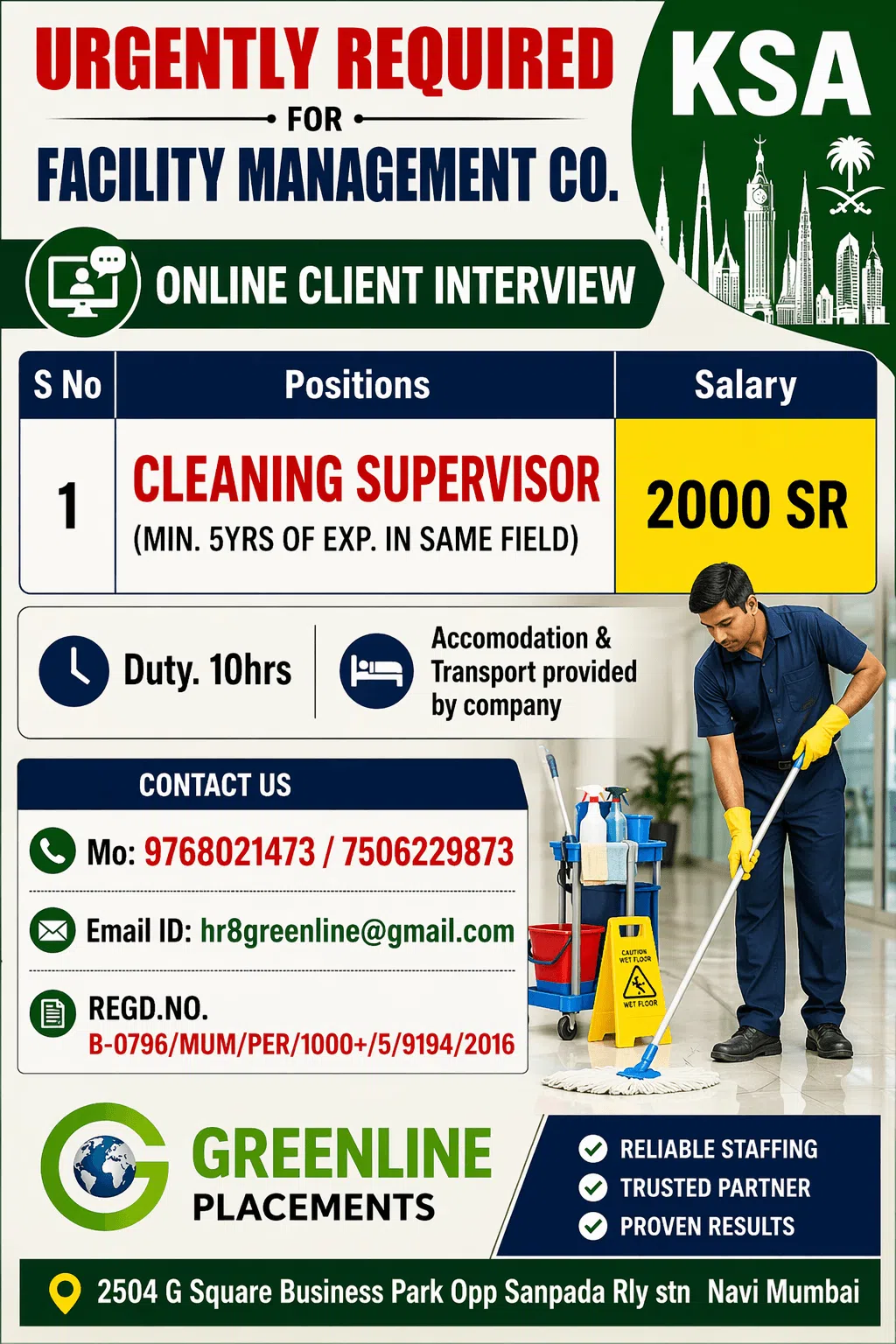 Urgent Hiring for Facility Management Company in KSA