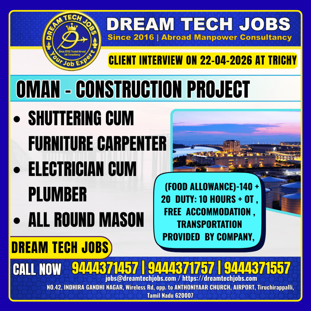Oman Construction Jobs 2026 – Client Interview in Trichy