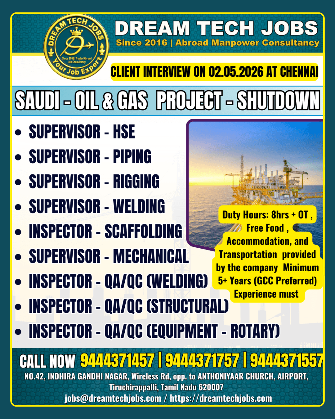 Saudi Oil & Gas Shutdown Project Jobs 2026