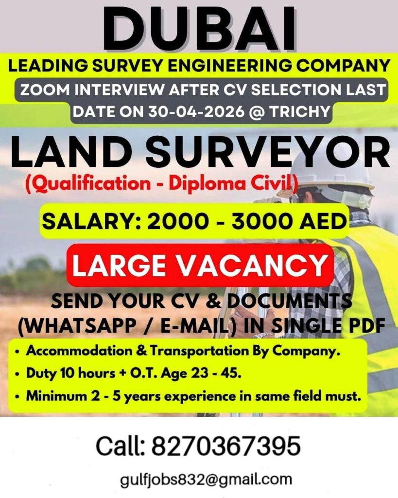 Dubai Survey Engineering Company Hiring Land Surveyors