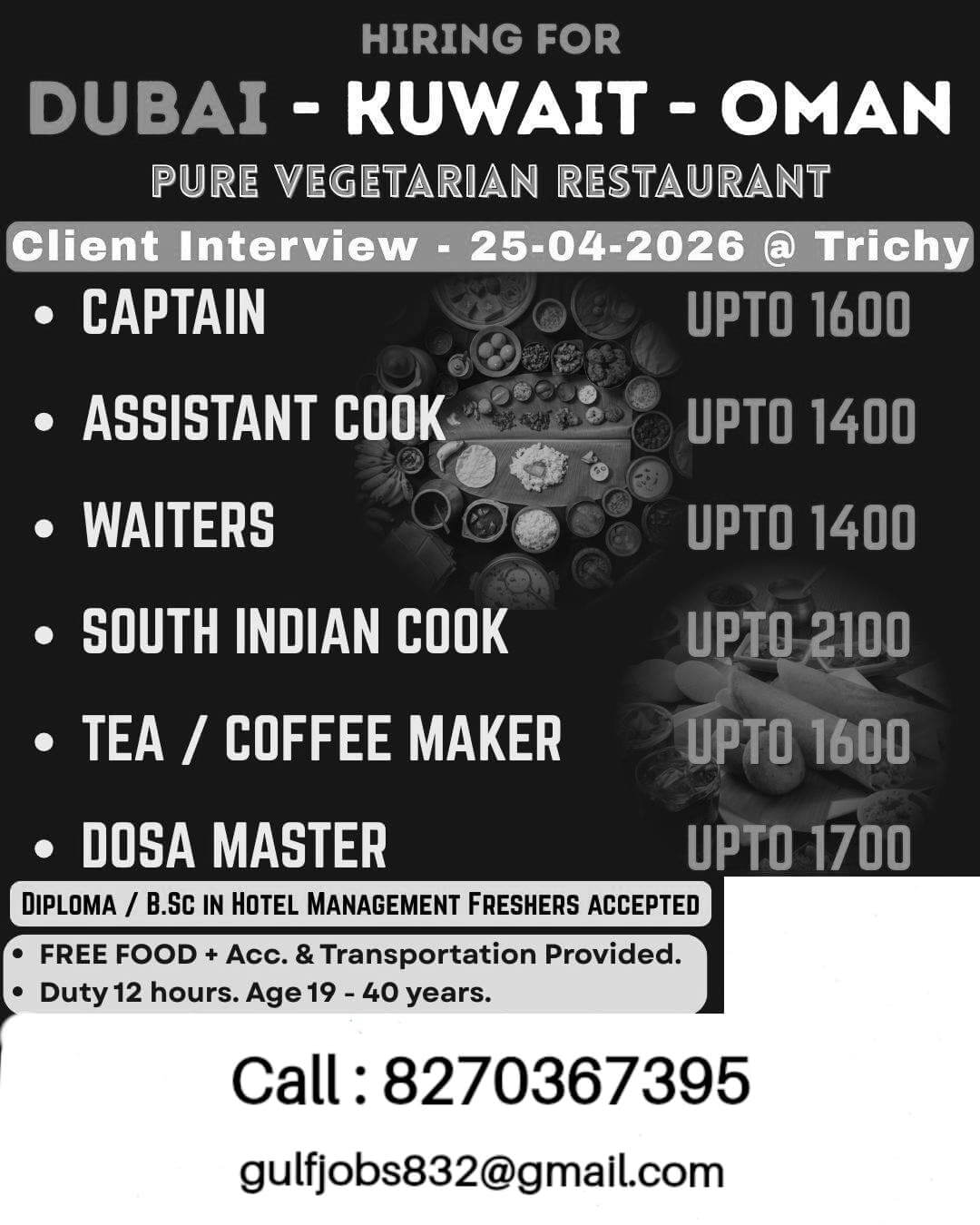 Vegetarian Restaurant Jobs in Dubai, Kuwait & Oman 2026