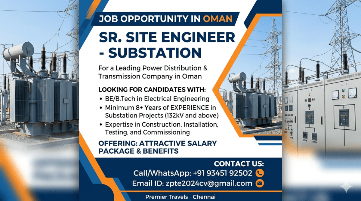 Sr Site Engineer Substation Oman Jobs 2026