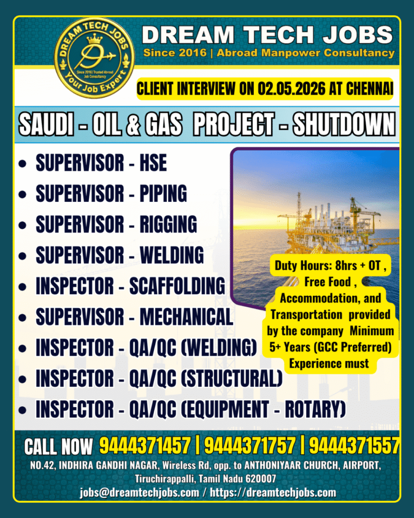Saudi Oil & Gas Shutdown Project Jobs 2026