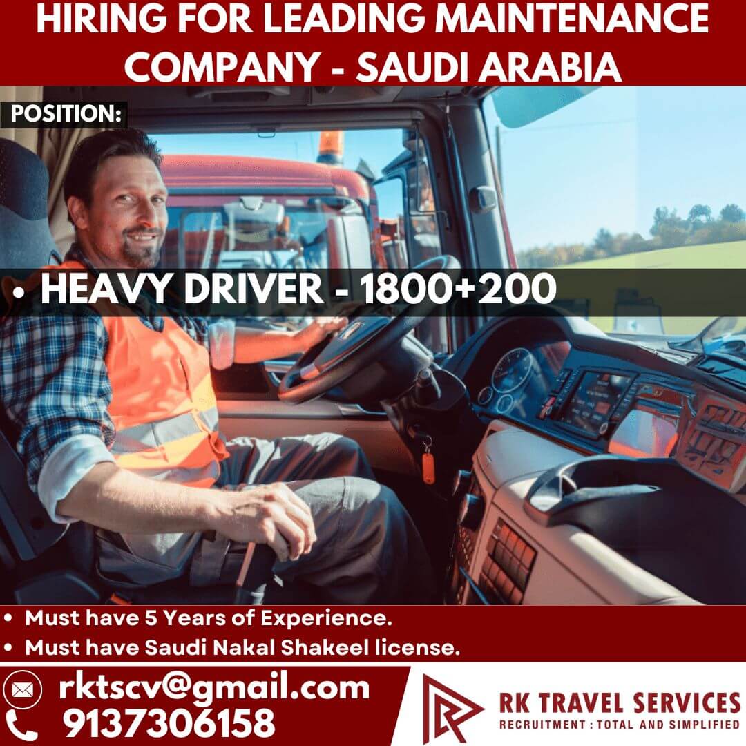 Urgent Hiring for Heavy Drivers in Saudi Arabia