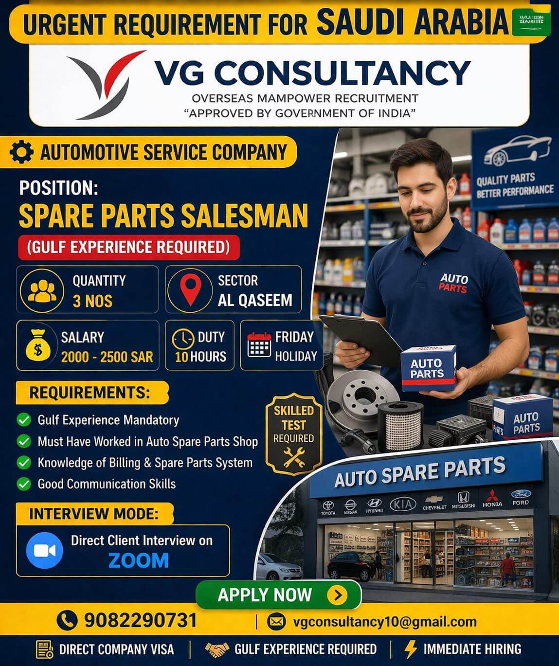 Urgent Hiring for Saudi Arabia – VG Consultancy