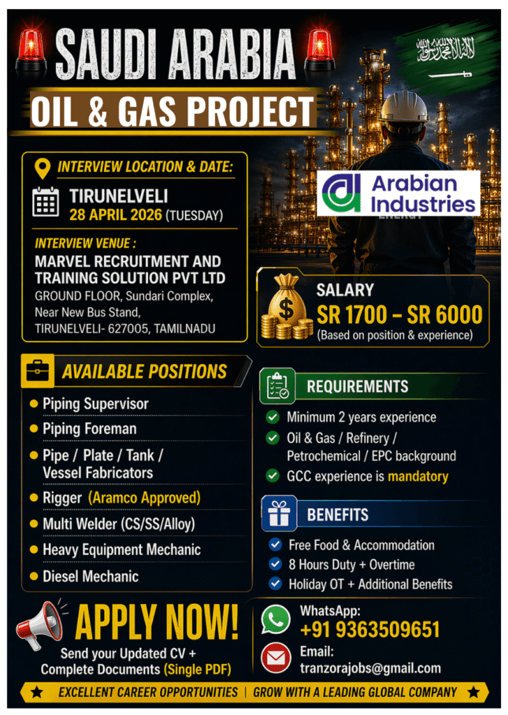Saudi Arabia Oil & Gas Project Jobs 2026
