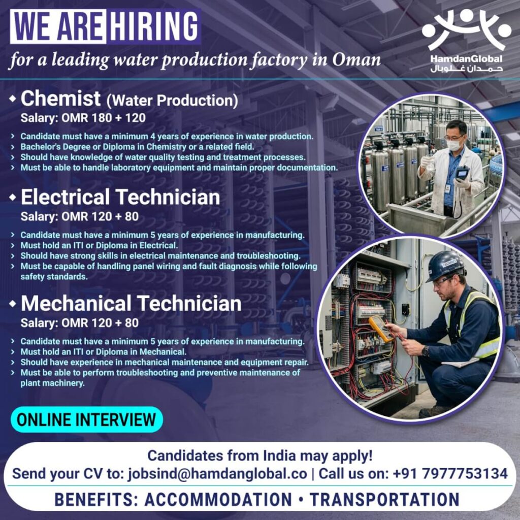 Oman Water Factory Jobs 2026 – Apply Online Now