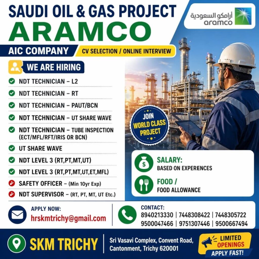 Saudi Aramco Oil & Gas Project Recruitment 2026