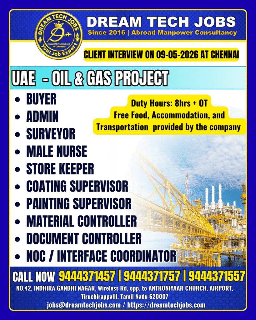 UAE Oil and Gas Jobs 2026 – Client Interview in Chennai