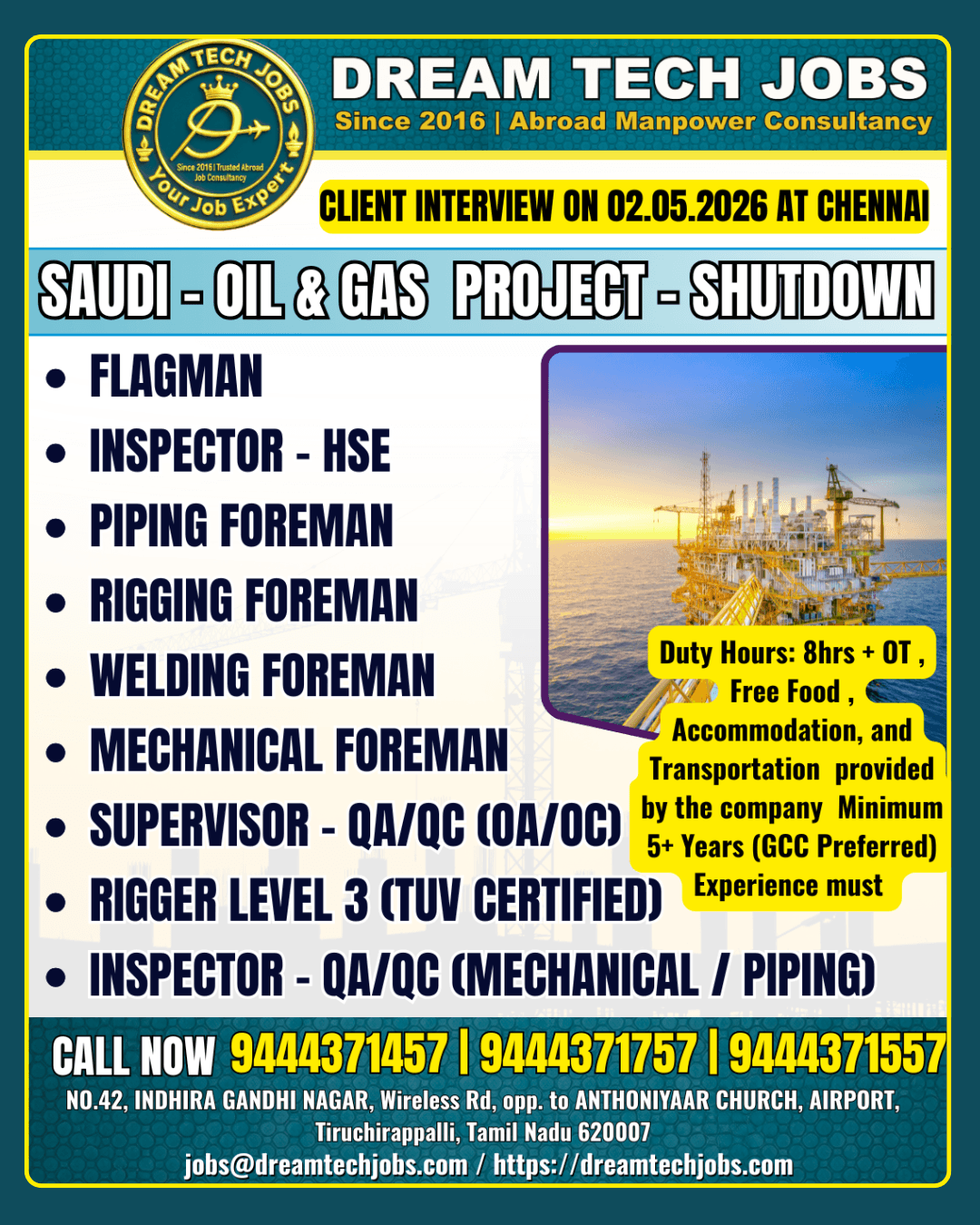 Saudi Oil & Gas Shutdown Project Jobs 2026