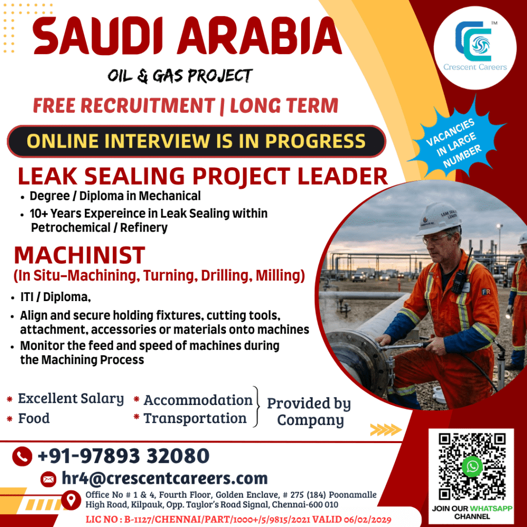 Saudi Arabia Oil & Gas Jobs 2026 – Free Recruitment Opportunity