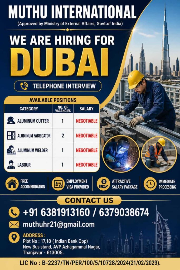 Dubai Aluminum Jobs 2026 – Immediate Hiring via Muthu International