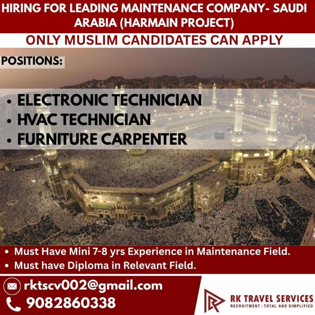 Saudi Maintenance Jobs 2026 – Harmain Project Recruitment