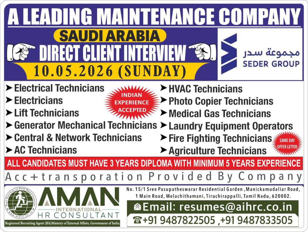 Saudi Arabia Maintenance Company Jobs 2026