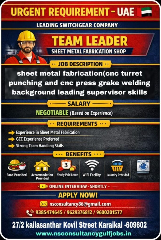 Team Leader Sheet Metal Fabrication Jobs UAE 2026