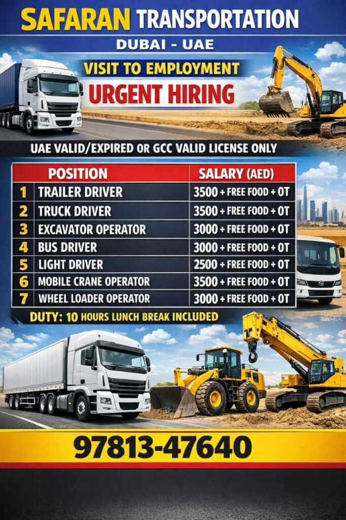 Safaran Transportation Dubai Jobs 2026 – Driver & Operator Vacancies