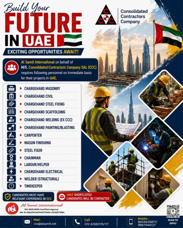 UAE Construction Jobs 2026 – Consolidated Contractors Company (CCC) Hiring for Multiple Vacancies
