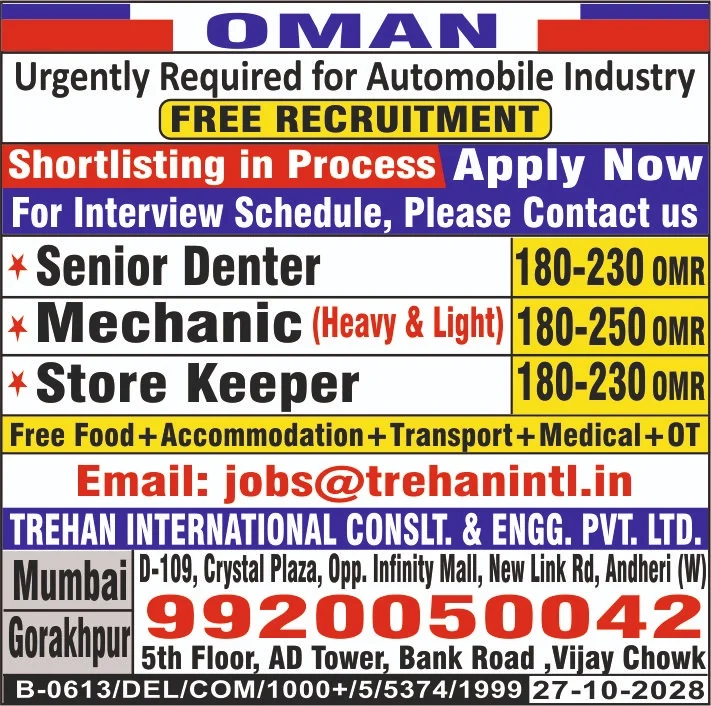 Oman Automobile Industry Jobs 2026 – Free Recruitment | Apply Now