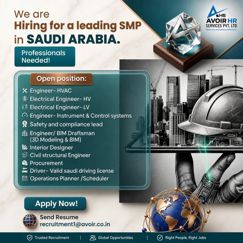 Saudi Arabia SMP Company Jobs 2026 – Engineers, BIM Draftsman, Safety & More