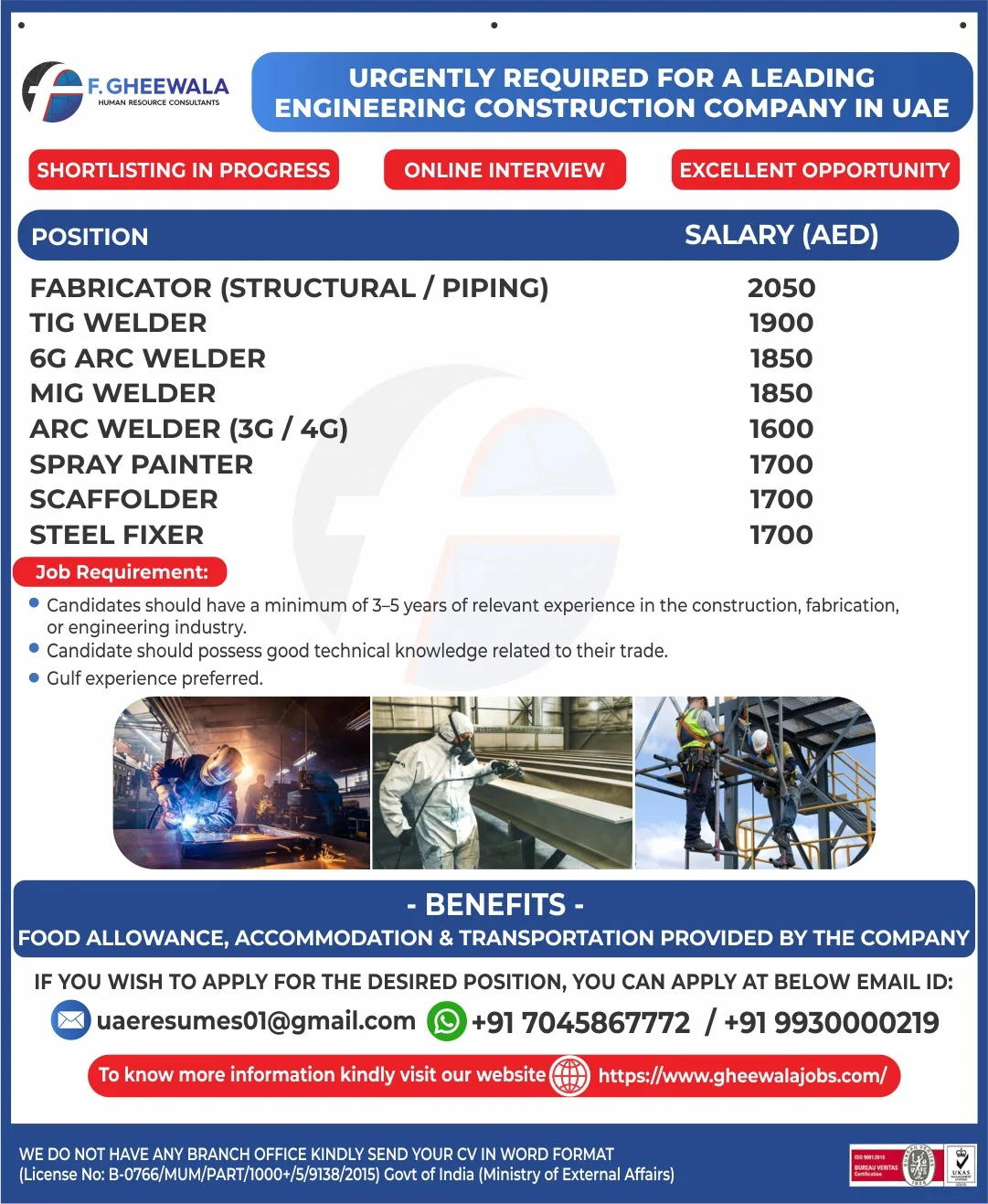 UAE Engineering Construction Company Jobs 2026 – Online Interview | Apply Now
